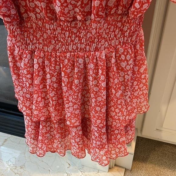 Zara Floral Flounced Hem Mini Dress Size Medium - Picture 14 of 14